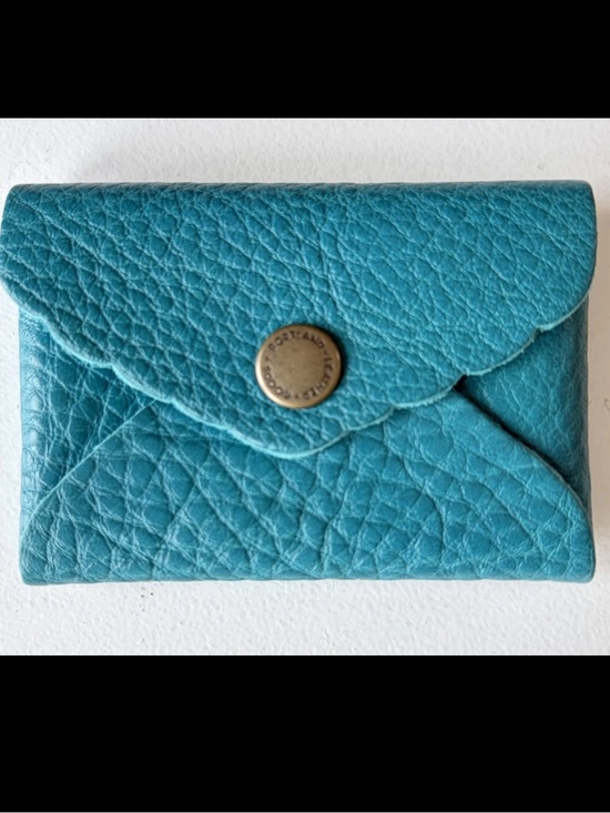 Portland Leather Handbags - Portland Leather Goods Mini Daisy Wallet ID Credit Card Aquarius Envelope teal